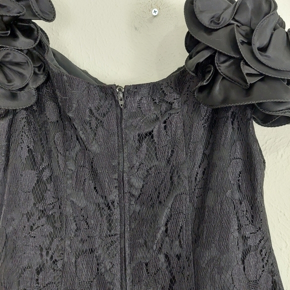 Betsy & Adam Black Sequin Short Puff sleeve Tulle Prom Cocktail Dress Sz 13 VTG - Picture 13 of 16